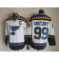 St. Louis Blues #99 Wayne Gretzky White Navy CCM Throwback Stitched NHL Jersey