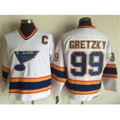 St. Louis Blues #99 Wayne Gretzky White Yellow CCM Throwback Stitched NHL Jersey