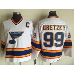 St. Louis Blues #99 Wayne Gretzky White Yellow CCM Throwback Stitched NHL Jersey