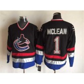 Vancouver Canucks #1 Kirk Mclean Black Blue CCM Throwback Stitched NHL Jersey