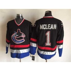 Vancouver Canucks #1 Kirk Mclean Black Blue CCM Throwback Stitched NHL Jersey