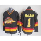 Vancouver Canucks #1 Kirk Mclean Black Mitchell & Ness Stitched NHL Jersey