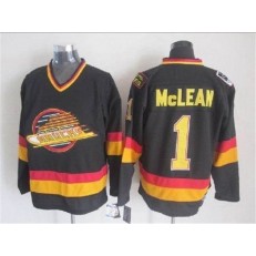 Vancouver Canucks #1 Kirk Mclean Black Mitchell & Ness Stitched NHL Jersey