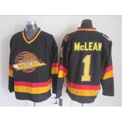 Vancouver Canucks #1 Kirk Mclean Black Mitchell & Ness Stitched NHL Jersey