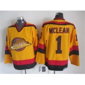 Vancouver Canucks #1 Kirk Mclean Gold CCM Throwback Stitched NHL Jersey