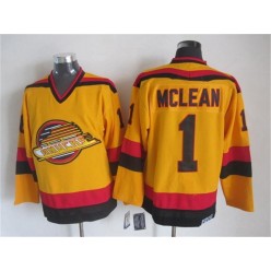 Vancouver Canucks #1 Kirk Mclean Gold CCM Throwback Stitched NHL Jersey