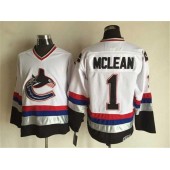 Vancouver Canucks #1 Kirk Mclean White Black CCM Throwback Stitched NHL Jersey