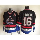 Vancouver Canucks #16 Trevor Linden Black Blue CCM Throwback Stitched NHL Jersey