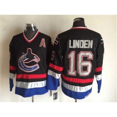 Vancouver Canucks #16 Trevor Linden Black Blue CCM Throwback Stitched NHL Jersey