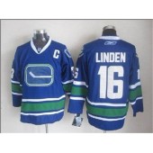 Vancouver Canucks #16 Trevor Linden Blue With 40TH Patch Third Stitched NHL Jersey