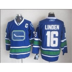 Vancouver Canucks #16 Trevor Linden Blue With 40TH Patch Third Stitched NHL Jersey