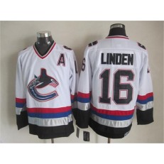 Vancouver Canucks #16 Trevor Linden White Black CCM Throwback Stitched NHL Jersey