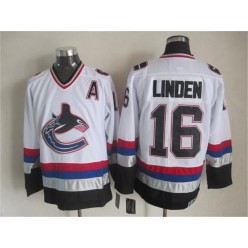 Vancouver Canucks #16 Trevor Linden White Black CCM Throwback Stitched NHL Jersey