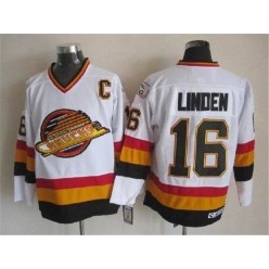 Vancouver Canucks #16 Trevor Linden White CCM Throwback Vintage Stitched NHL Jersey