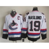 Vancouver Canucks #19 Markus Naslund White Black CCM Throwback Stitched NHL Jersey