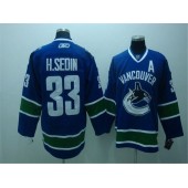 Vancouver Canucks #33 Henrik Sedin Blue Stitched NHL Jersey