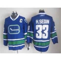 Vancouver Canucks #33 Henrik Sedin Blue With 40TH Patch Third Stitched NHL Jersey