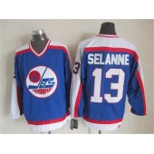 Winnipeg Jets #13 Teemu Selanne Blue White CCM Throwback Stitched NHL Jersey