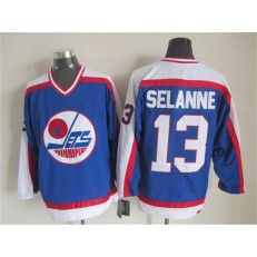 Winnipeg Jets #13 Teemu Selanne Blue White CCM Throwback Stitched NHL Jersey
