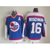 Winnipeg Jets #16 Laurie Boschman Blue White CCM Throwback Stitched NHL Jersey