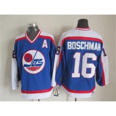 Winnipeg Jets #16 Laurie Boschman Blue White CCM Throwback Stitched NHL Jersey