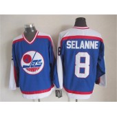 Winnipeg Jets #8 Teemu Selanne Blue White CCM Throwback Stitched NHL Jersey