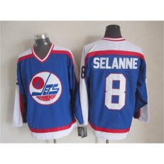 Winnipeg Jets #8 Teemu Selanne Blue White CCM Throwback Stitched NHL Jersey