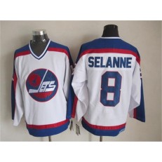 Winnipeg Jets #8 Teemu Selanne White Blue CCM Throwback Stitched NHL Jersey