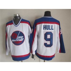 Winnipeg Jets #9 Bobby Hull White Blue CCM Throwback Stitched NHL Jersey