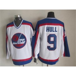 Winnipeg Jets #9 Bobby Hull White Blue CCM Throwback Stitched NHL Jersey