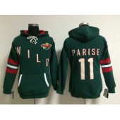 Womens NHL Minnesota Wild #11 Zach Parise Lace Up Pullover Hooded Sweatshirt