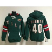 Womens NHL Minnesota Wild #40 Devan Dubnyk Lace Up Pullover Hooded Sweatshirt