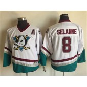 Anaheim Ducks #8 Teemu Selanne White CCM Throwback Stitched Youth NHL Jersey