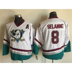 Anaheim Ducks #8 Teemu Selanne White CCM Throwback Stitched Youth NHL Jersey