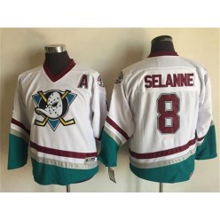 Anaheim Ducks #8 Teemu Selanne White CCM Throwback Stitched Youth NHL Jersey