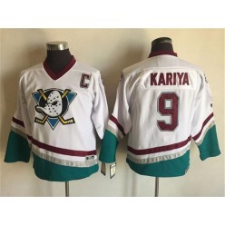 Anaheim Ducks #9 Paul Kariya White CCM Throwback Stitched Youth NHL Jersey