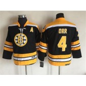 Boston Bruins #4 Bobby Orr CCM Throwback Black Stitched Youth NHL Jersey