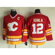 Calgary Flames #12 Jarome Iginla Red CCM Throwback Stitched Youth NHL Jersey