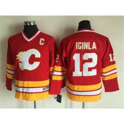 Calgary Flames #12 Jarome Iginla Red CCM Throwback Stitched Youth NHL Jersey