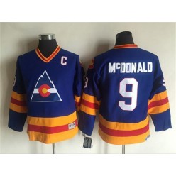 Colorado Avalanche #9 Lanny Mcdonald Blue CCM Throwback Stitched Youth NHL Jersey