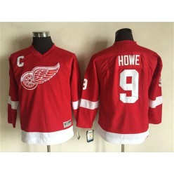 Detroit Red Wings #9 Gordie Howe Red CCM Stitched Youth NHL Jersey