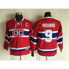Montreal Canadiens #9 Maurice Richard Stitched Red CH CCM Throwback Youth NHL Jersey