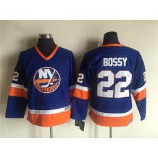 New York Islanders #22 Mike Bossy Baby Blue CCM Throwback Stitched Youth NHL Jersey