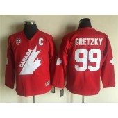 Olympic 1991 CA. #99 Wayne Gretzky Red CCM Throwback Stitched Youth NHL Jersey