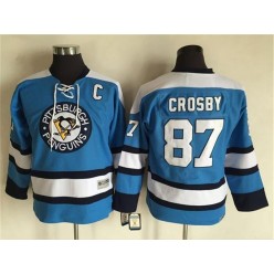 Pittsburgh Penguins #87 Sidney Crosby Blue CCM Throwback Stitched Youth NHL Jersey