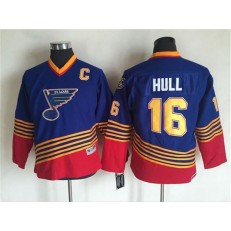St. Louis Blues #16 Brett Hull Light Blue Red CCM Throwback Stitched Youth NHL Jersey