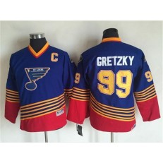 St. Louis Blues #99 Wayne Gretzky Light Blue Red CCM Throwback Stitched Youth NHL Jersey