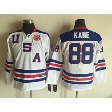 Team USA #88 Patrick Kane White 2010 Olympic 1960 Throwback Stitched Youth NHL Jersey
