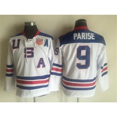 Team USA #9 Zach Parise White 1960 Throwback Stitched Youth NHL Jersey