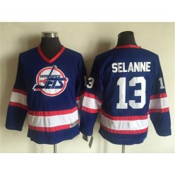 Winnipeg Jets #13 Teemu Selanne Blue CCM Throwback Stitched Youth NHL Jersey